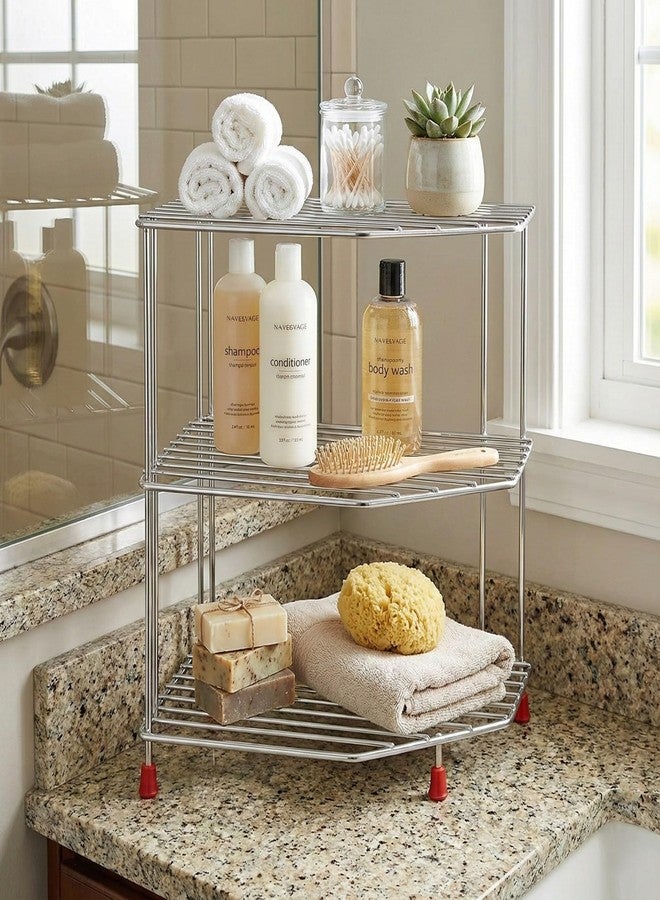 Homify 3-Tier Stainless Steel Kitchen Organizer Rack Corner Shelf Rack For Kitchen Storage | Plate & Bowl Holder | Kitchen Steel Rack Stand For Sink, Slab, And Cabinet,Free Standing - Image 5